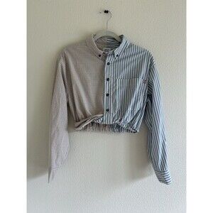 BDG Urban Outfitters Timmy Twist Cropped Shirt Button Front Multicolor S-P